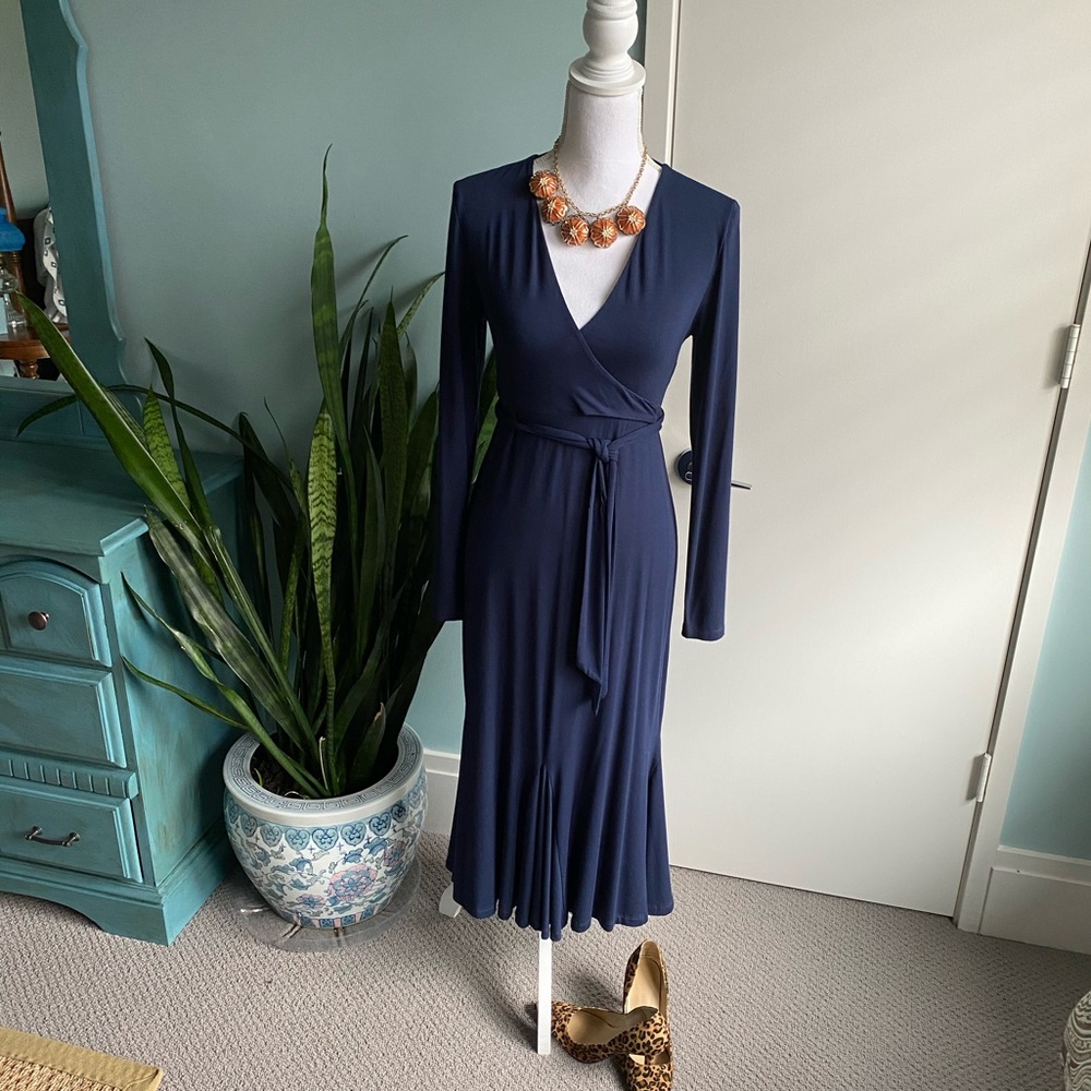 Boden navy dress w/ kick pleat size 2